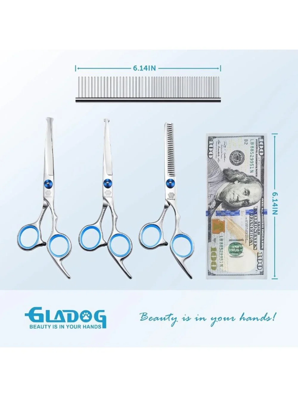 5-in-1 Dog Grooming Scissors Set | Heavy-Duty Pet Shears with Safety Tips for